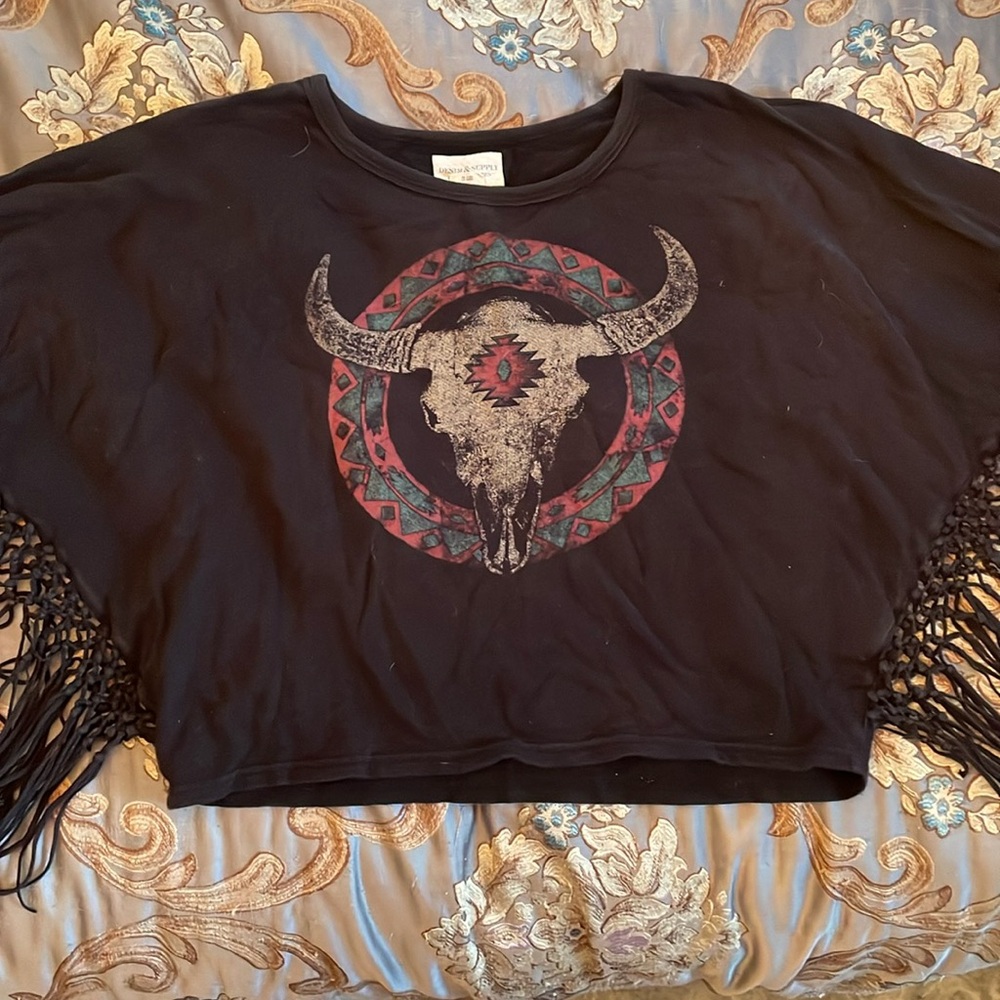Ralph Lauren Skull Fringe Poncho